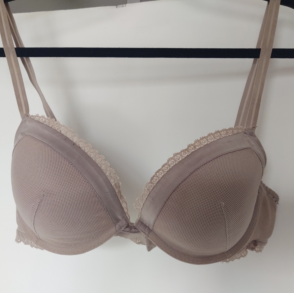 CK tan mesh bra